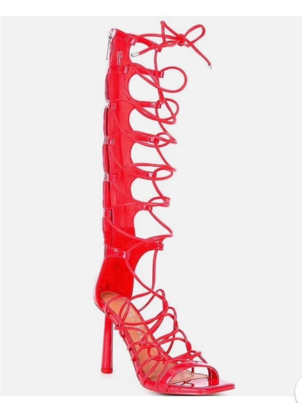 Gianni Bini Red Lace-Up Patent Stilettos